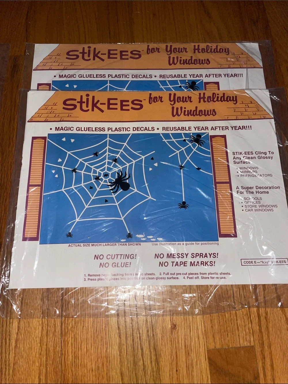 Vintage Stik-ees Holiday Window Decals Clings Lot of 5 Halloween Thanksgiving